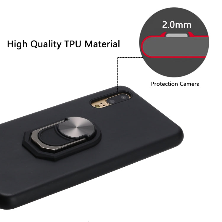 For Huawei P20 Black Armor PC + TPU Shockproof Protective Case with Ring Holder(Red)