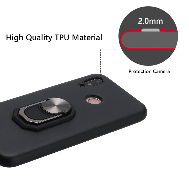 For Huawei P20 lite / Nova 3e Black Armor PC + TPU Shockproof Protective Case with Ring Holder(Red)