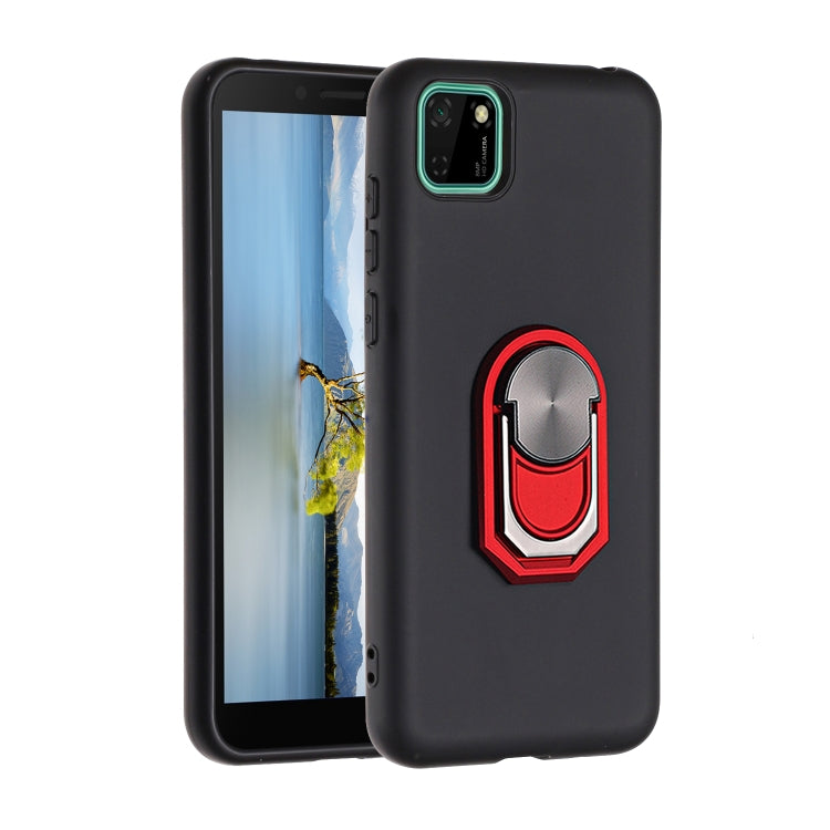 For Huawei Y5p / Honor 9S Black Armor PC + TPU Shockproof Protective Case with Ring Holder(Red)