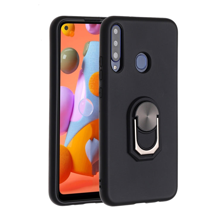 For Huawei Y7p / P40 lite E / Honor 9C Black Armor PC + TPU Shockproof Protective Case with Ring Holder(Black)