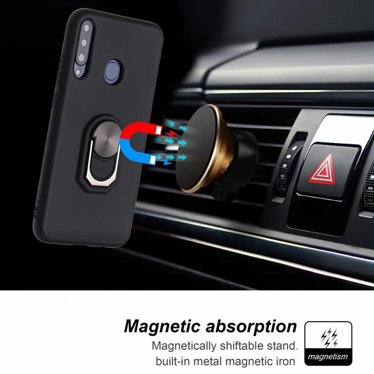 For Huawei Y7p / P40 lite E / Honor 9C Black Armor PC + TPU Shockproof Protective Case with Ring Holder(Black)