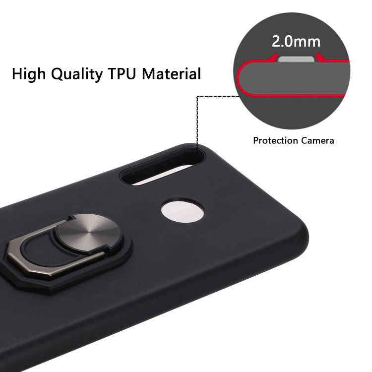 For Huawei Y7p / P40 lite E / Honor 9C Black Armor PC + TPU Shockproof Protective Case with Ring Holder(Black)