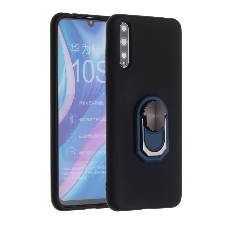 For Huawei Y8p / Enjoy 10s / P Smart S Black Armor PC + TPU Shockproof Protective Case with Ring Holder(Blue)