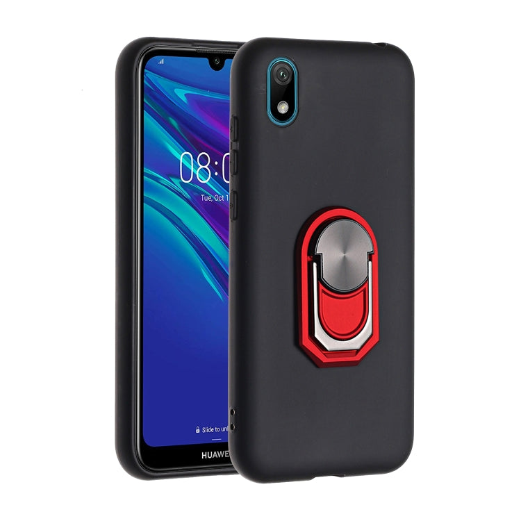 For Huawei Y5 (2019) / Honor 8S Black Armor PC + TPU Shockproof Protective Case with Ring Holder