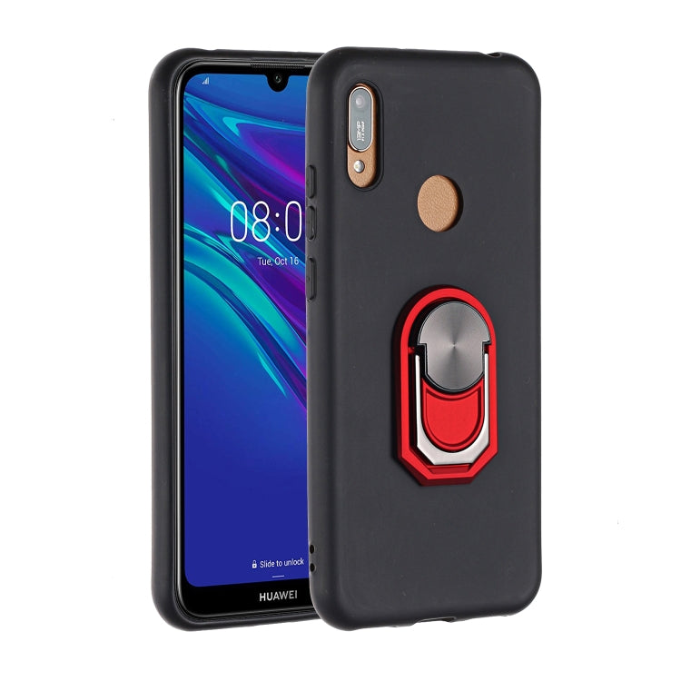 For Huawei Y6 (2019) / Honor 8A Pro / Y6 Prime (2019) Black Armor PC + TPU Shockproof Protective Case with Ring Holder(Red)