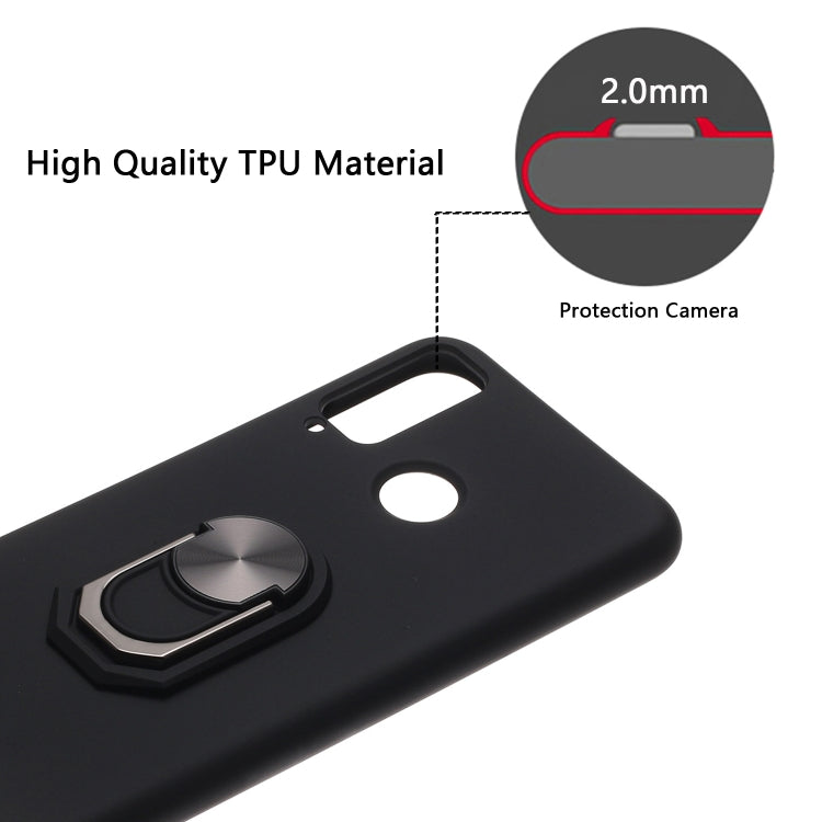 For Huawei Honor Play4T / Nova 4i Black Armor PC + TPU Shockproof Protective Case with Ring Holder