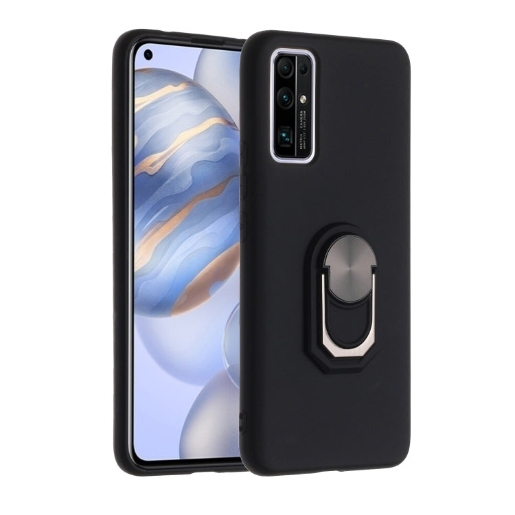 For Huawei Honor 30 Black Armor PC + TPU Shockproof Protective Case with Ring Holder