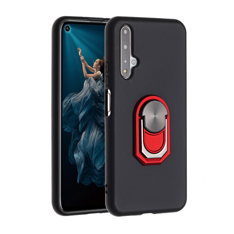 For Huawei Honor 20 / Honor 20S / nova 5T Black Armor PC + TPU Shockproof Protective Case with Ring Holder