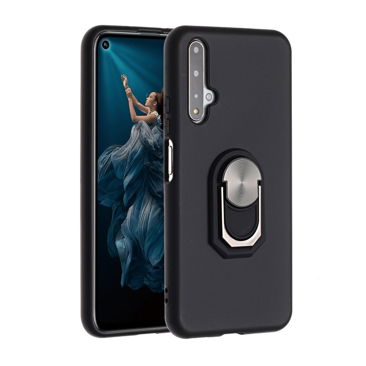 For Huawei Honor 20 / Honor 20S / nova 5T Black Armor PC + TPU Shockproof Protective Case with Ring Holder