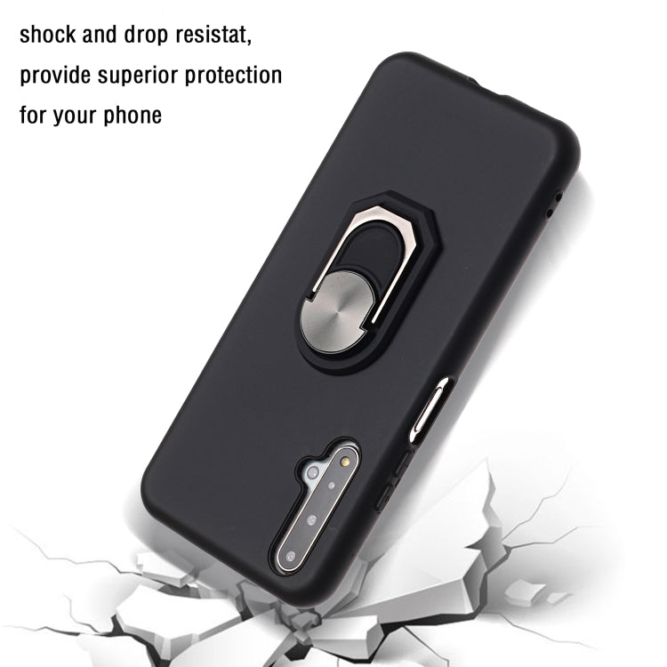 For Huawei Honor 20 / Honor 20S / nova 5T Black Armor PC + TPU Shockproof Protective Case with Ring Holder