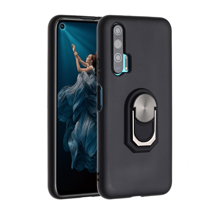 For Huawei Honor 20 Pro Black Armor PC + TPU Shockproof Protective Case with Ring Holder(Black)