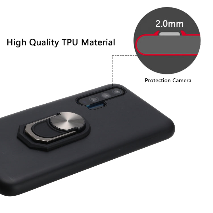 For Huawei Honor 20 Pro Black Armor PC + TPU Shockproof Protective Case with Ring Holder(Black)