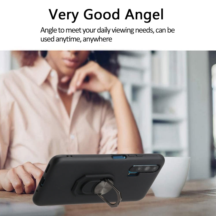 For Huawei Honor 20 Pro Black Armor PC + TPU Shockproof Protective Case with Ring Holder(Black)