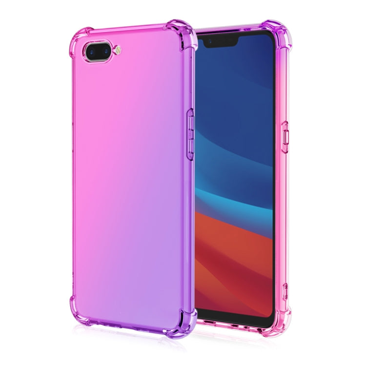 For Oppo A5 / A3s / Realme C1 Four-Corner Airbag Shockproof Gradient Color Clear TPU Case