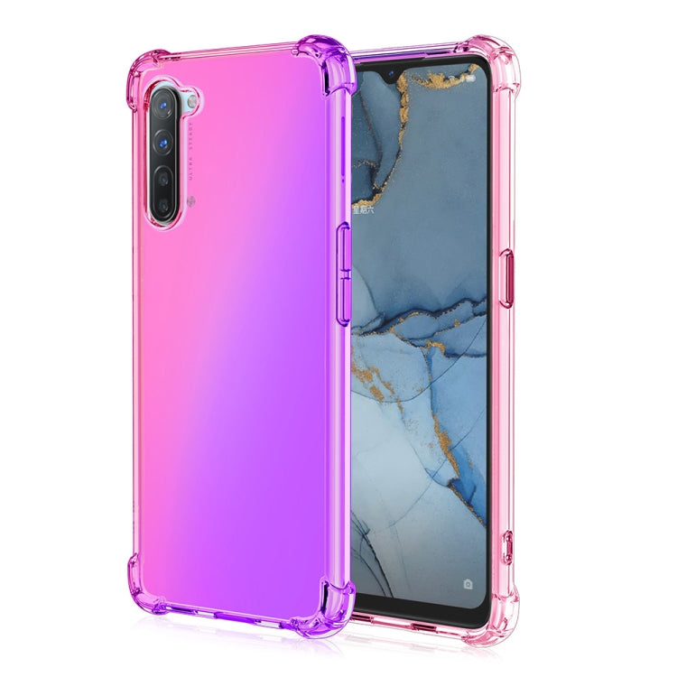 For Oppo Reno3 Four-Corner Airbag Shockproof Gradient Color Clear TPU Case