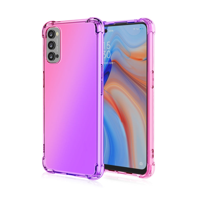For Oppo Reno4 4G (International Version) Four-Corner Airbag Shockproof Gradient Color Clear TPU Case