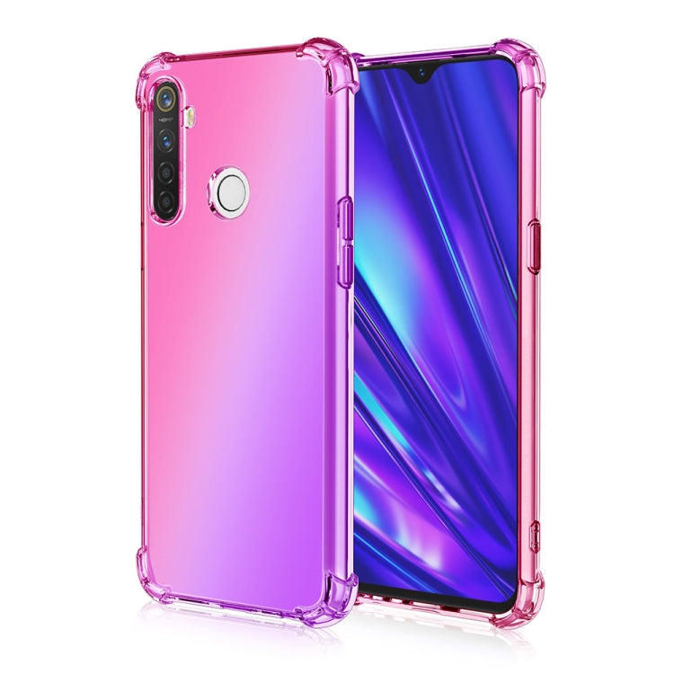 For Oppo Realme 5 Four-Corner Airbag Shockproof Gradient Color Clear TPU Case