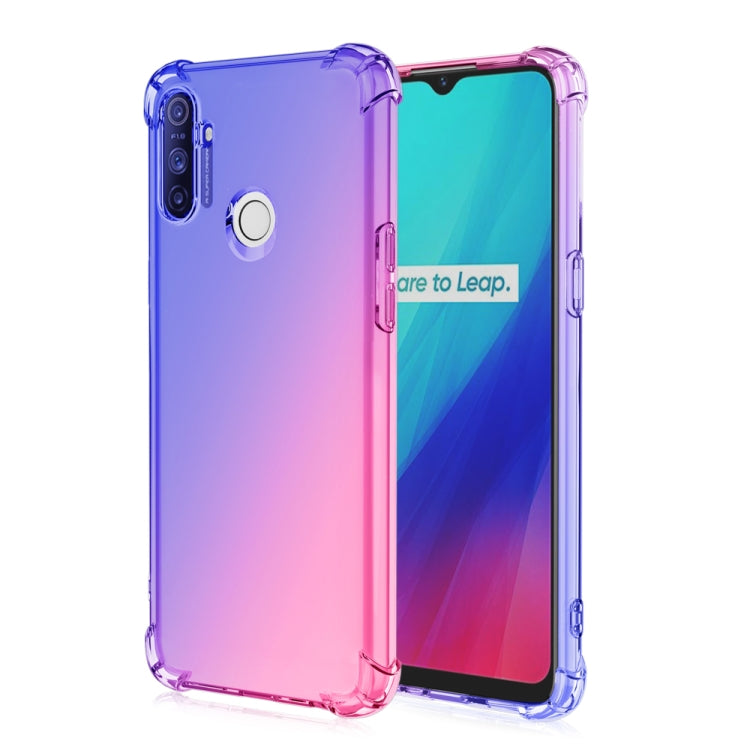 For Oppo Realme C3 Four-Corner Airbag Shockproof Gradient Color Clear TPU Case