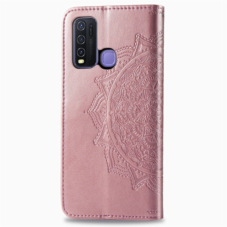 For Vivo Y50 Halfway Mandala Embossing Pattern Horizontal Flip PU Leather Case with Card Slots & Holder & Wallet
