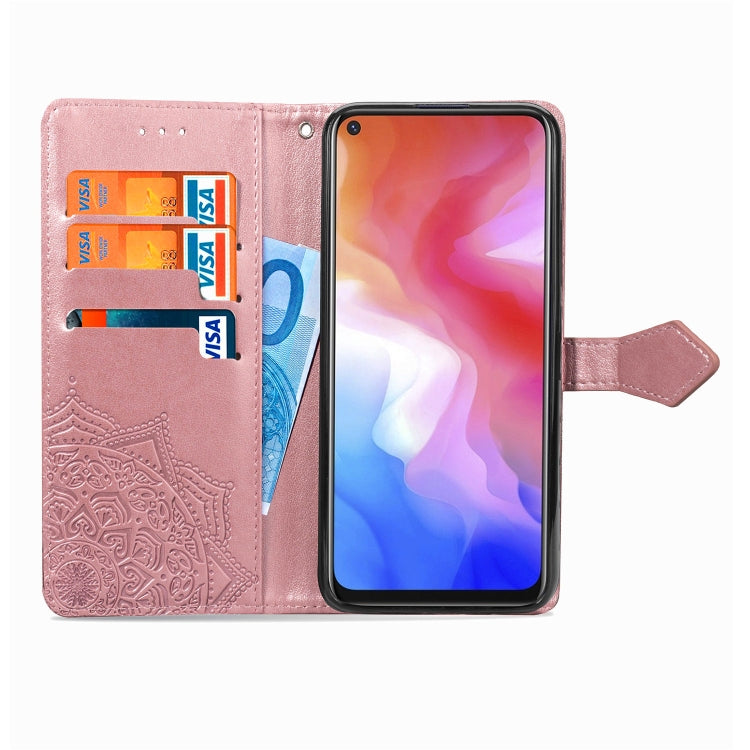 For Vivo Y50 Halfway Mandala Embossing Pattern Horizontal Flip PU Leather Case with Card Slots & Holder & Wallet