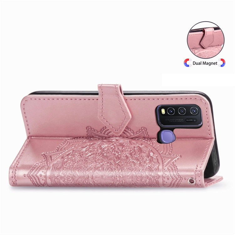 For Vivo Y50 Halfway Mandala Embossing Pattern Horizontal Flip PU Leather Case with Card Slots & Holder & Wallet