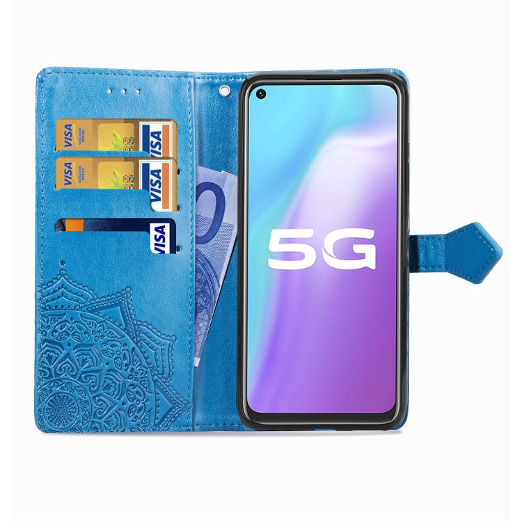 For Vivo Y70s Halfway Mandala Embossing Pattern Horizontal Flip PU Leather Case with Card Slots & Holder & Wallet