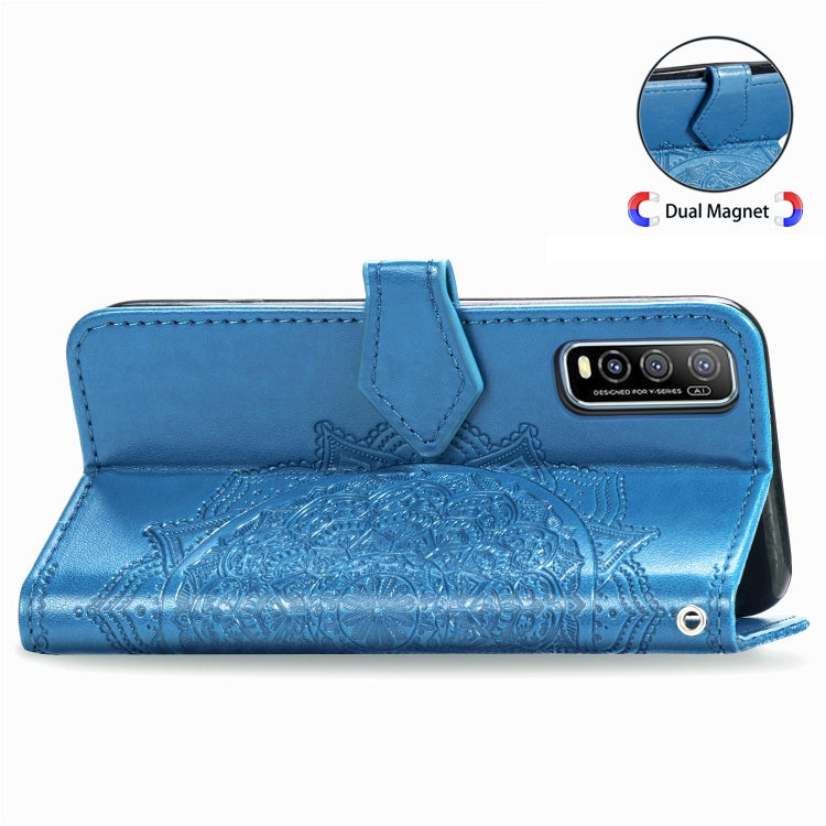 For Vivo Y70s Halfway Mandala Embossing Pattern Horizontal Flip PU Leather Case with Card Slots & Holder & Wallet