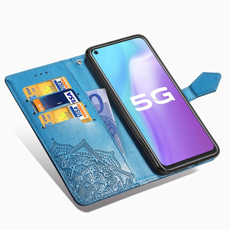 For Vivo Y70s Halfway Mandala Embossing Pattern Horizontal Flip PU Leather Case with Card Slots & Holder & Wallet