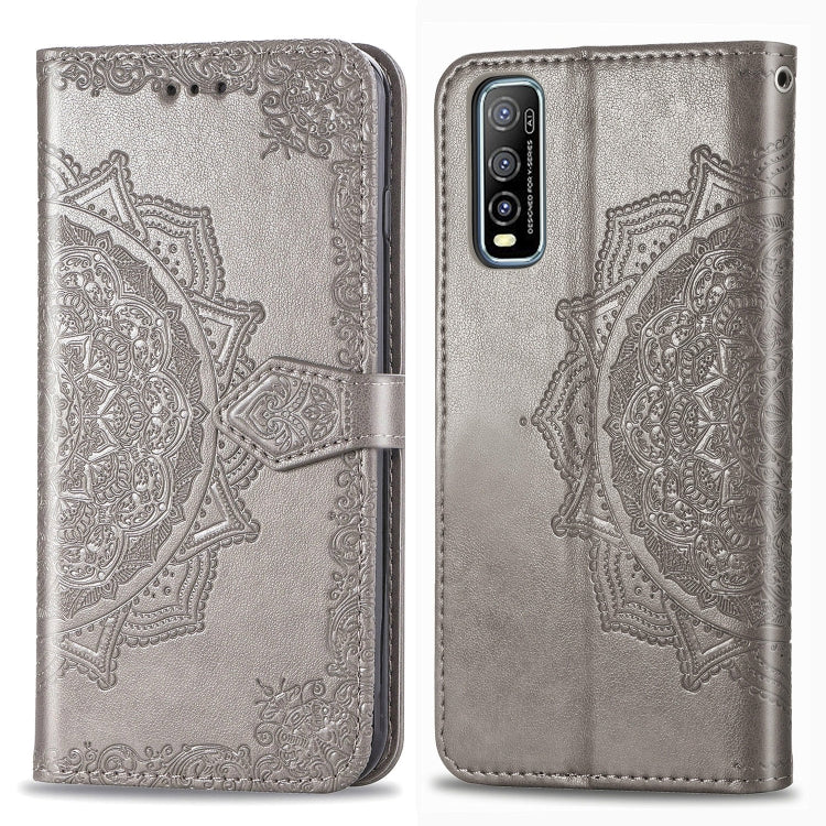 For Vivo Y70s Halfway Mandala Embossing Pattern Horizontal Flip PU Leather Case with Card Slots & Holder & Wallet