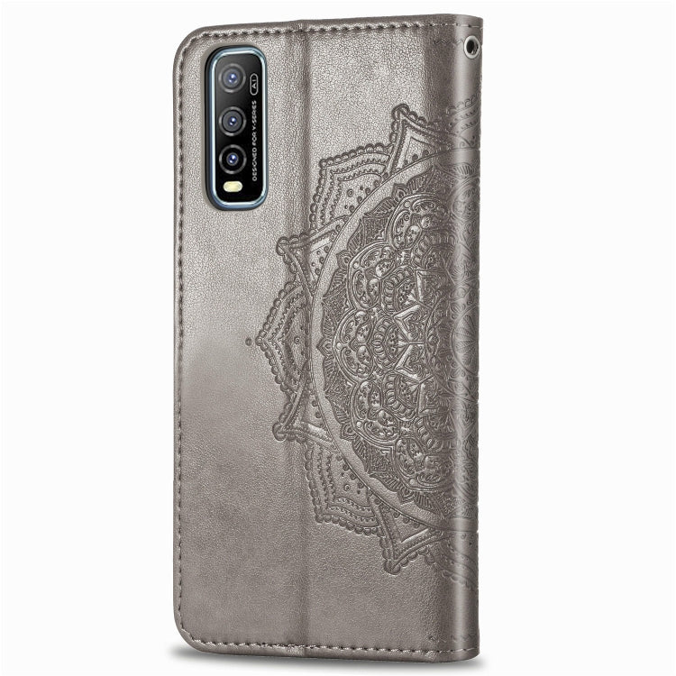 For Vivo Y70s Halfway Mandala Embossing Pattern Horizontal Flip PU Leather Case with Card Slots & Holder & Wallet