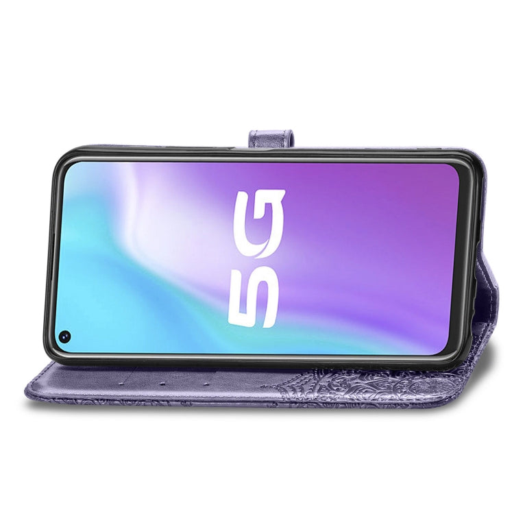 For Vivo Y70s Halfway Mandala Embossing Pattern Horizontal Flip PU Leather Case with Card Slots & Holder & Wallet