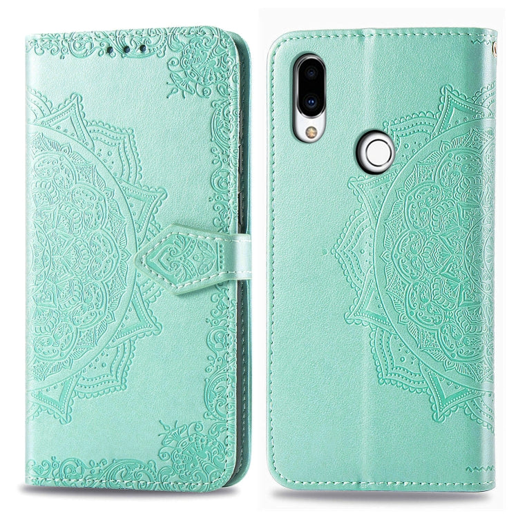 For Meizu Note 9 Halfway Mandala Embossing Pattern Horizontal Flip PU Leather Case with Card Slots & Holder & Wallet
