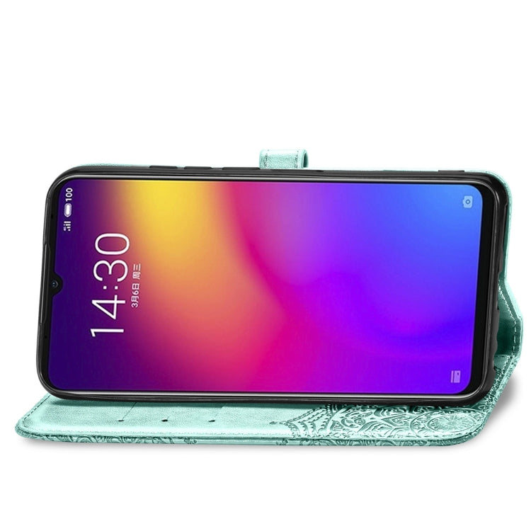 For Meizu Note 9 Halfway Mandala Embossing Pattern Horizontal Flip PU Leather Case with Card Slots & Holder & Wallet