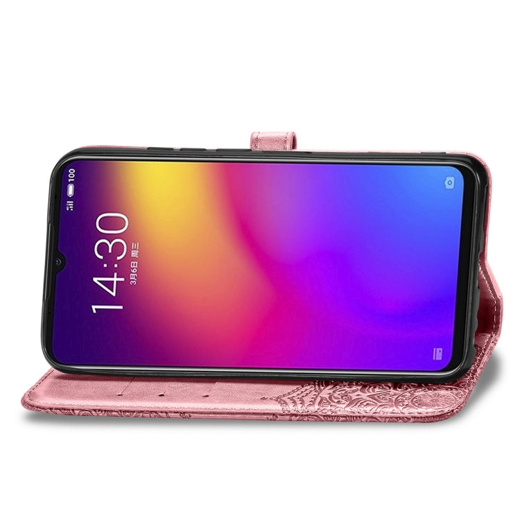 For Meizu Note 9 Halfway Mandala Embossing Pattern Horizontal Flip PU Leather Case with Card Slots & Holder & Wallet