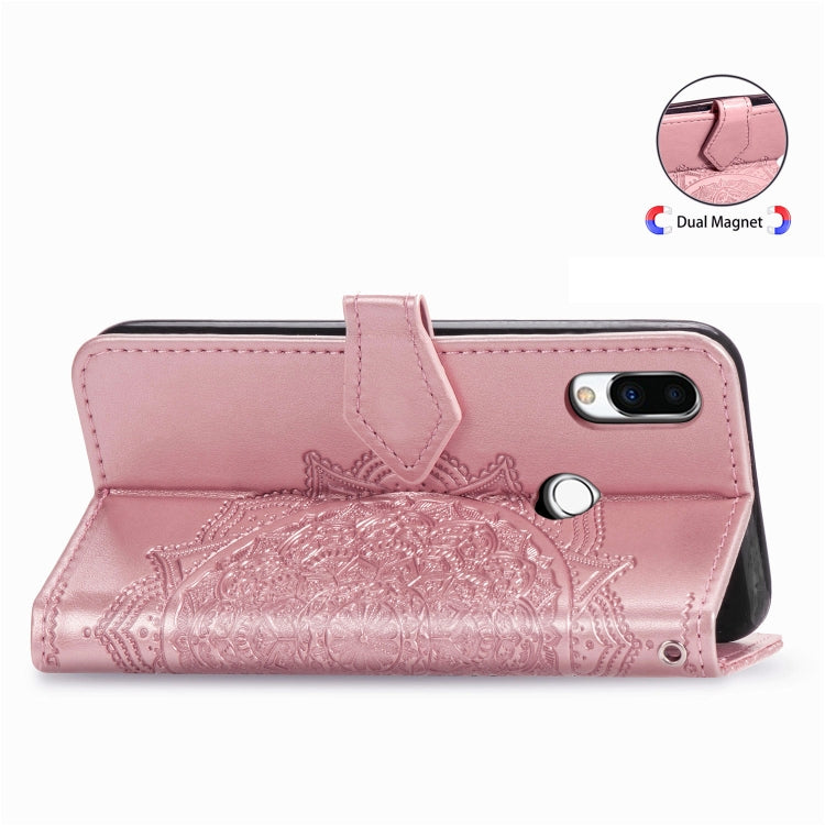 For Meizu Note 9 Halfway Mandala Embossing Pattern Horizontal Flip PU Leather Case with Card Slots & Holder & Wallet