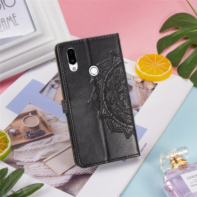 For Meizu Note 9 Halfway Mandala Embossing Pattern Horizontal Flip PU Leather Case with Card Slots & Holder & Wallet