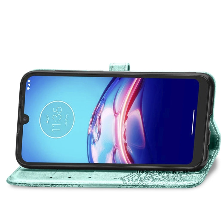 For Motorola Moto E6s (2020) Halfway Mandala Embossing Pattern Horizontal Flip PU Leather Case with Card Slots & Holder & Wallet