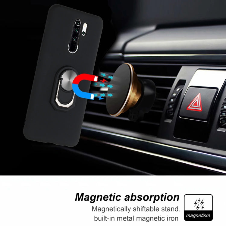 For Xiaomi Redmi 9 Black Armor PC + TPU Shockproof Protective Case with Ring Holder( Black Blue)