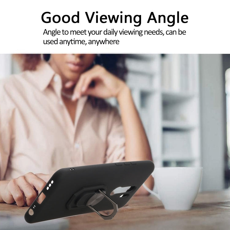 For Xiaomi Redmi 9 Black Armor PC + TPU Shockproof Protective Case with Ring Holder( Black Blue)