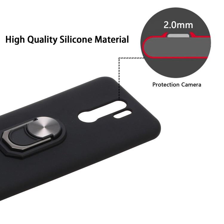 For Xiaomi Redmi 9 Black Armor PC + TPU Shockproof Protective Case with Ring Holder( Black Blue)