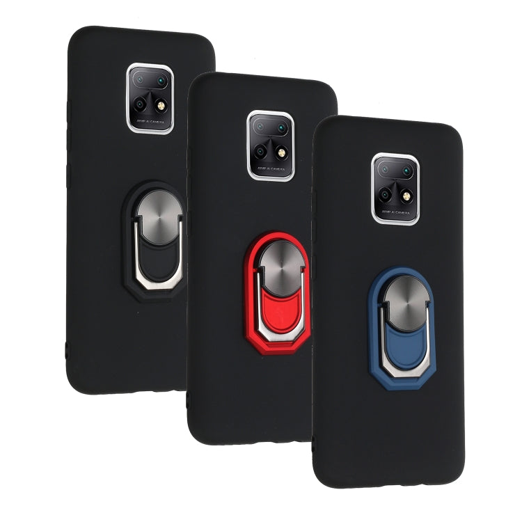 For Xiaomi Redmi 10X 5G / 10X Pro 5G Black Armor PC + TPU Shockproof Protective Case with Ring Holder(Black Red)