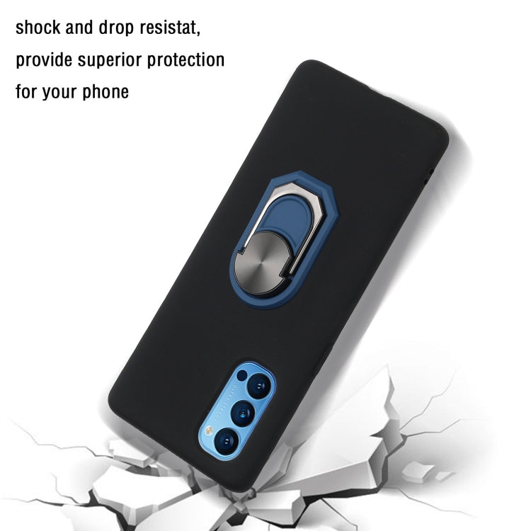For Oppo Reno4 5G Black Armor PC + TPU Shockproof Protective Case with Ring Holder(Black Blue)