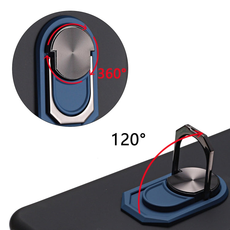 For Oppo Reno4 5G Black Armor PC + TPU Shockproof Protective Case with Ring Holder(Black Blue)