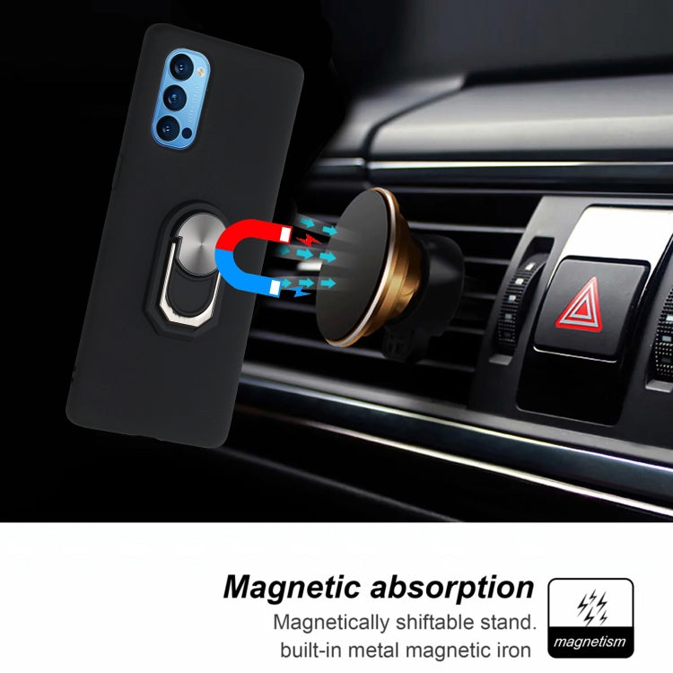 For Oppo Reno4 Pro 5G Black Armor PC + TPU Shockproof Protective Case with Ring Holder(Black Red)