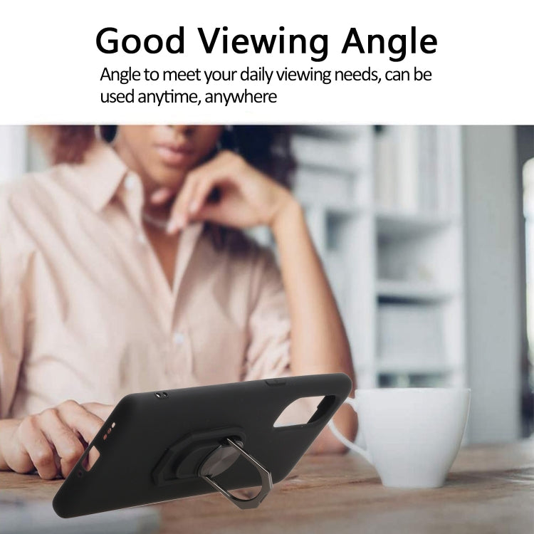 For Oppo Reno4 Pro 5G Black Armor PC + TPU Shockproof Protective Case with Ring Holder(Black Red)