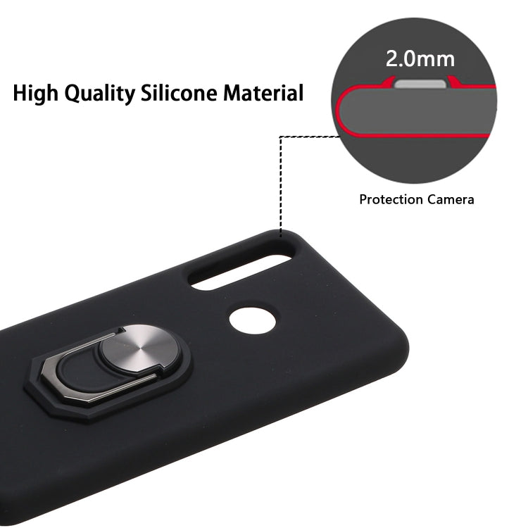 For Huawei Y6p (2020) Black Armor PC + TPU Shockproof Protective Case with Ring Holder