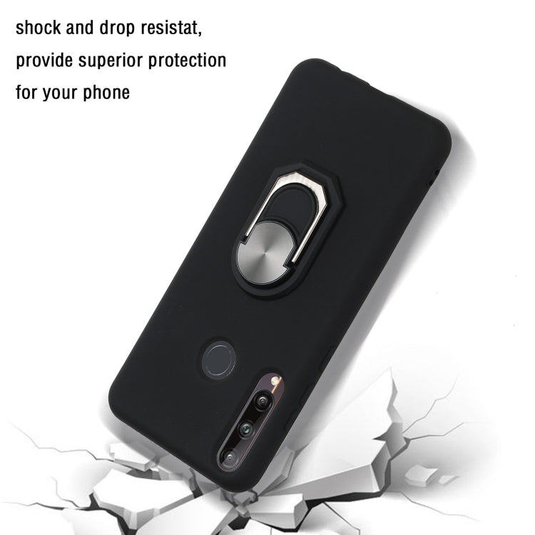 For Huawei Y6p (2020) Black Armor PC + TPU Shockproof Protective Case with Ring Holder