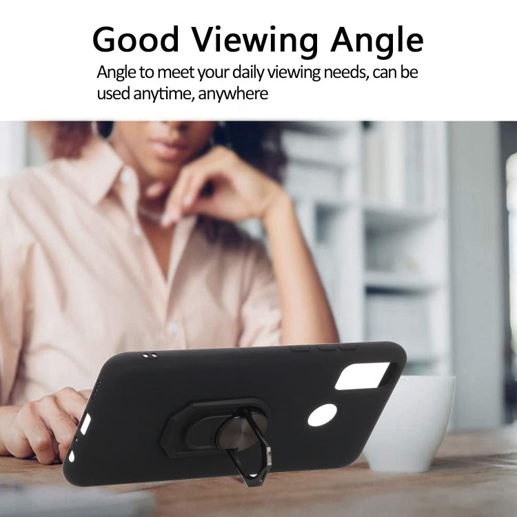 For Huawei Honor 9X Lite Black Armor PC + TPU Shockproof Protective Case with Ring Holder