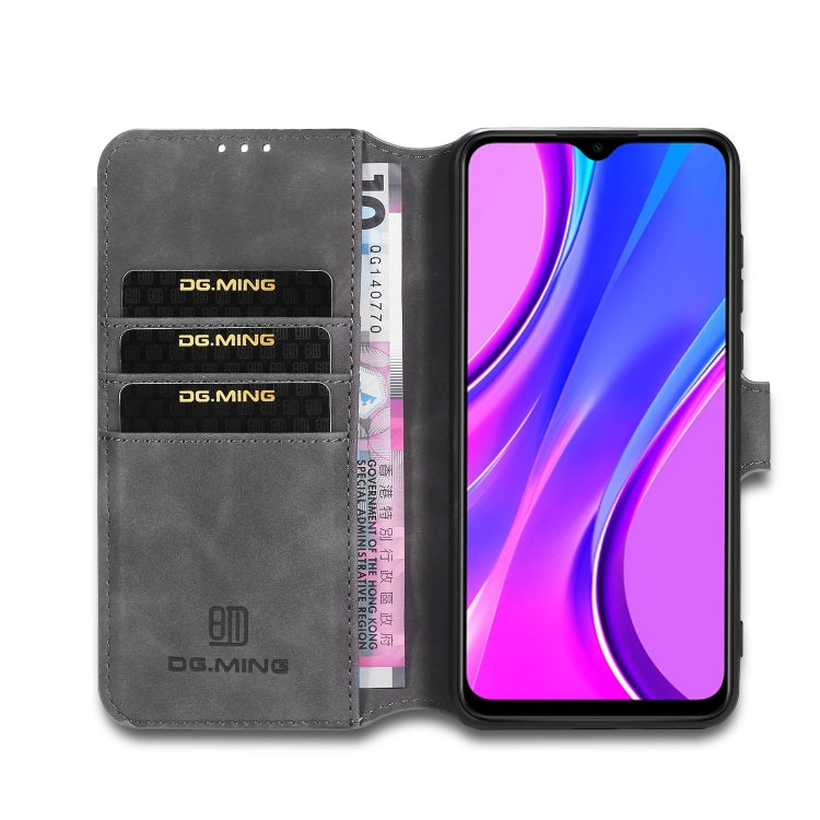 For Xiaomi Redmi 9 DG.MING Retro Oil Side Horizontal Flip Case