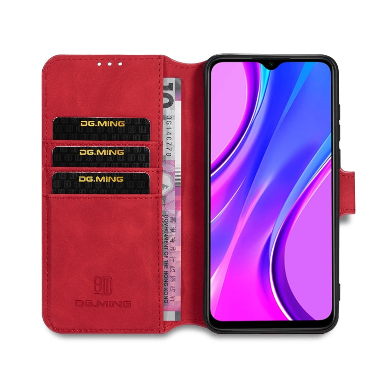 For Xiaomi Redmi 9 DG.MING Retro Oil Side Horizontal Flip Case